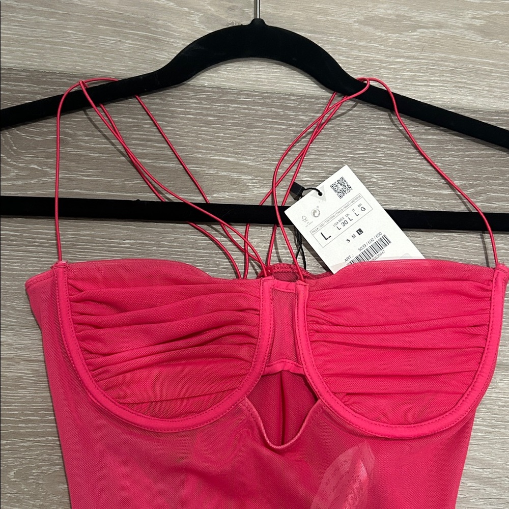 Zara Vibrant Pink Strappy Top - Picture 2 of 4